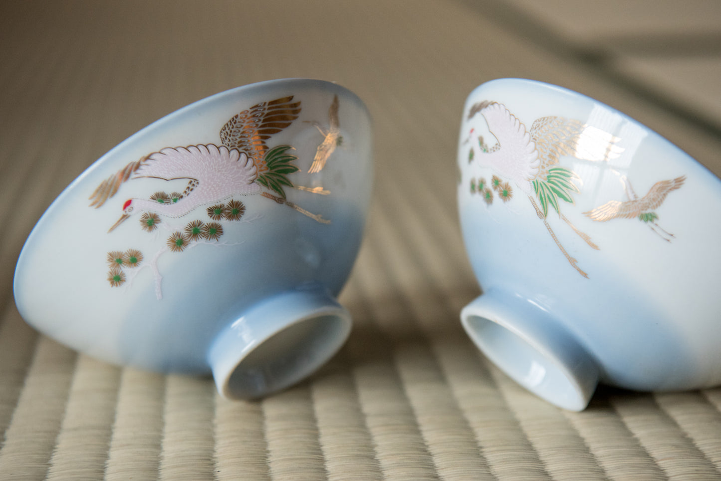 Vintage Golden Heron Ceramic Bowl (set of 5) from Showa-era, in box