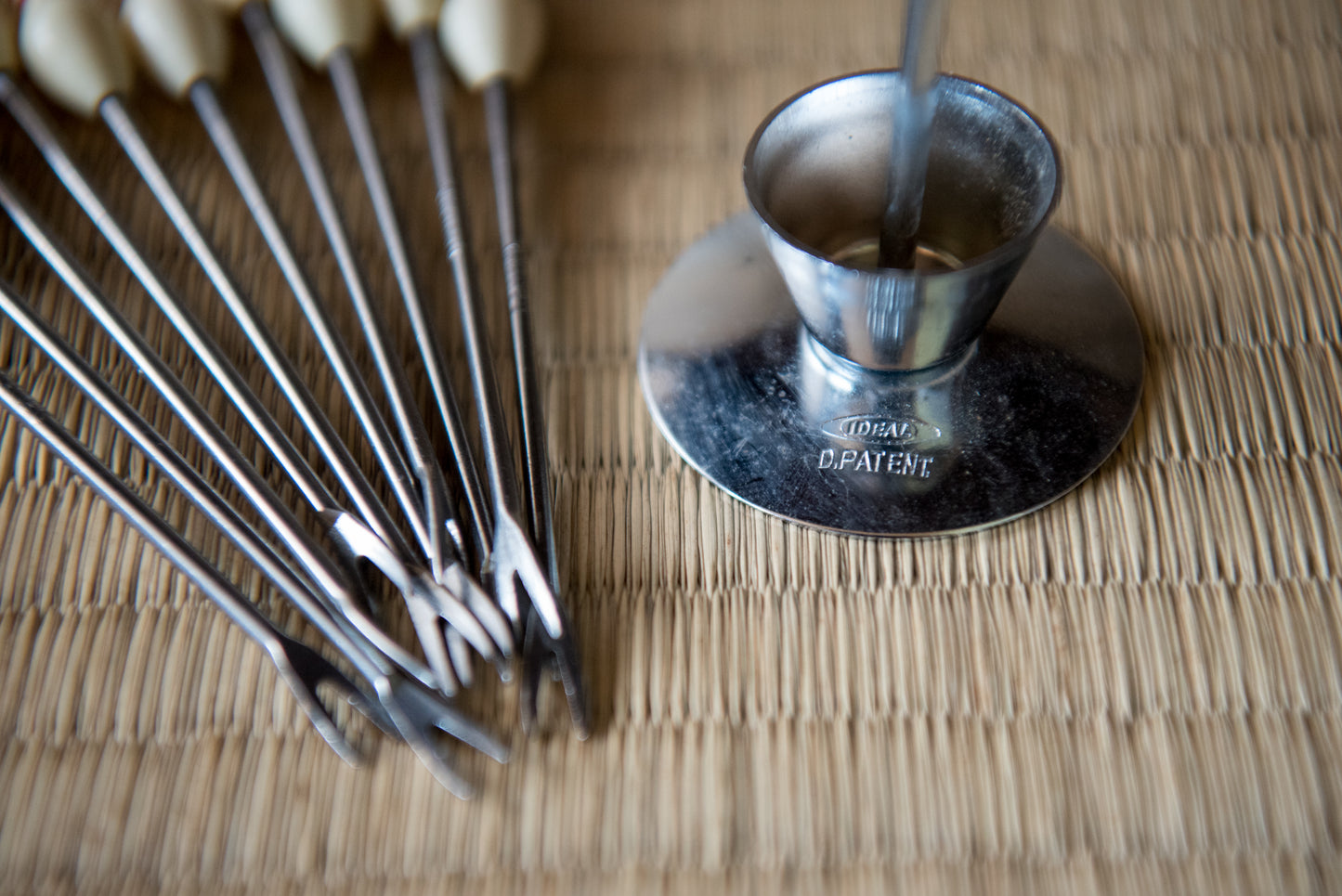Vintage Japanese Bowling-themed Cocktail Fork set (10), from Showa-era (with original tag attached)