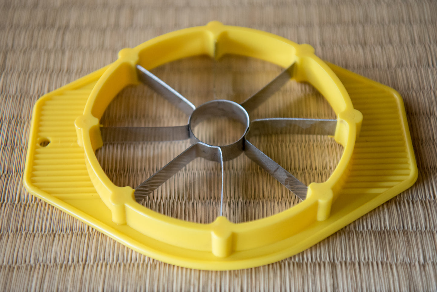 Retro Japanese Apple Slicer "Cutter" in bold nostalgic yellow, from Showa-era