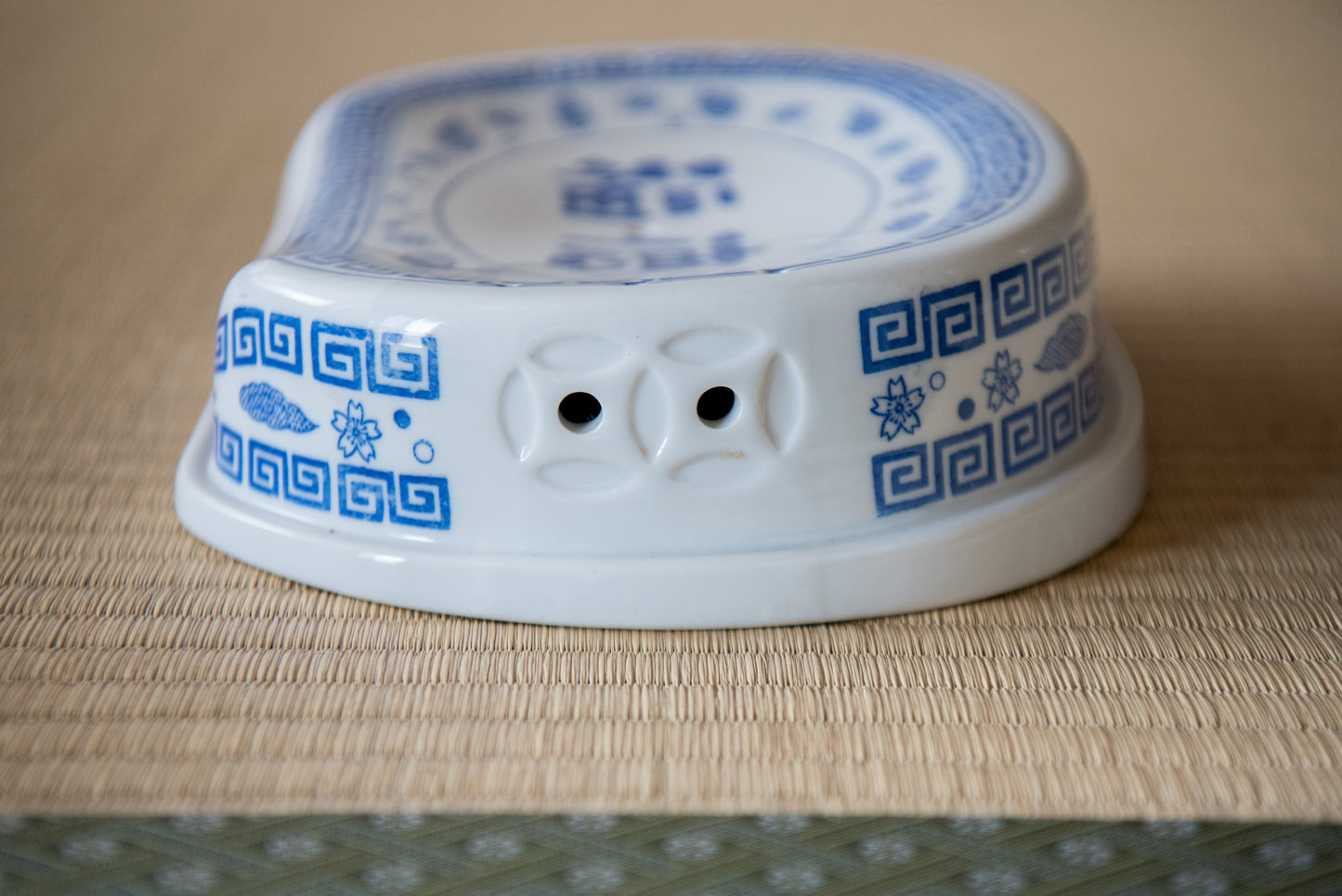 Vintage Japanese Porcelain 'Fukutoku' Health Pillow, from Shōwa-era