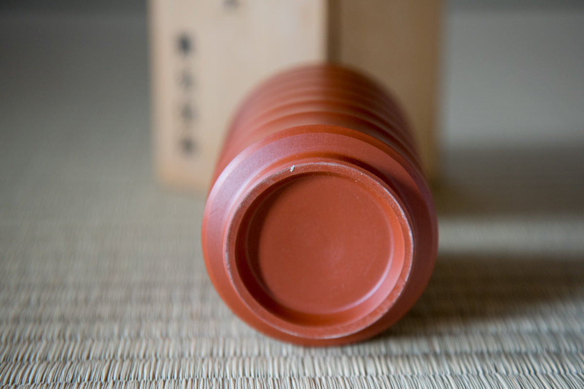 Vintage Red Clay 'Tokoname' Tea Cup, in wooden box