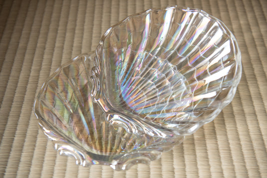 Vintage Iridescent Glass Seashell 2-piece set from Hasegawa Glass, in box