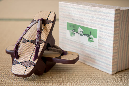 Vintage Purple 'Geta' Woven Sandals, from Showa-era (in lovely original box)